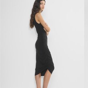 Wilfred Black Ruched Midi Eavesdrop Dress, Sleeveless NWOT